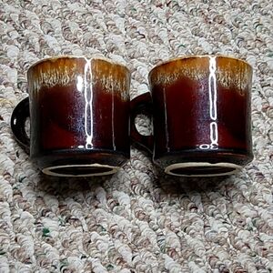 Vintage brown glaze mugs set of 2